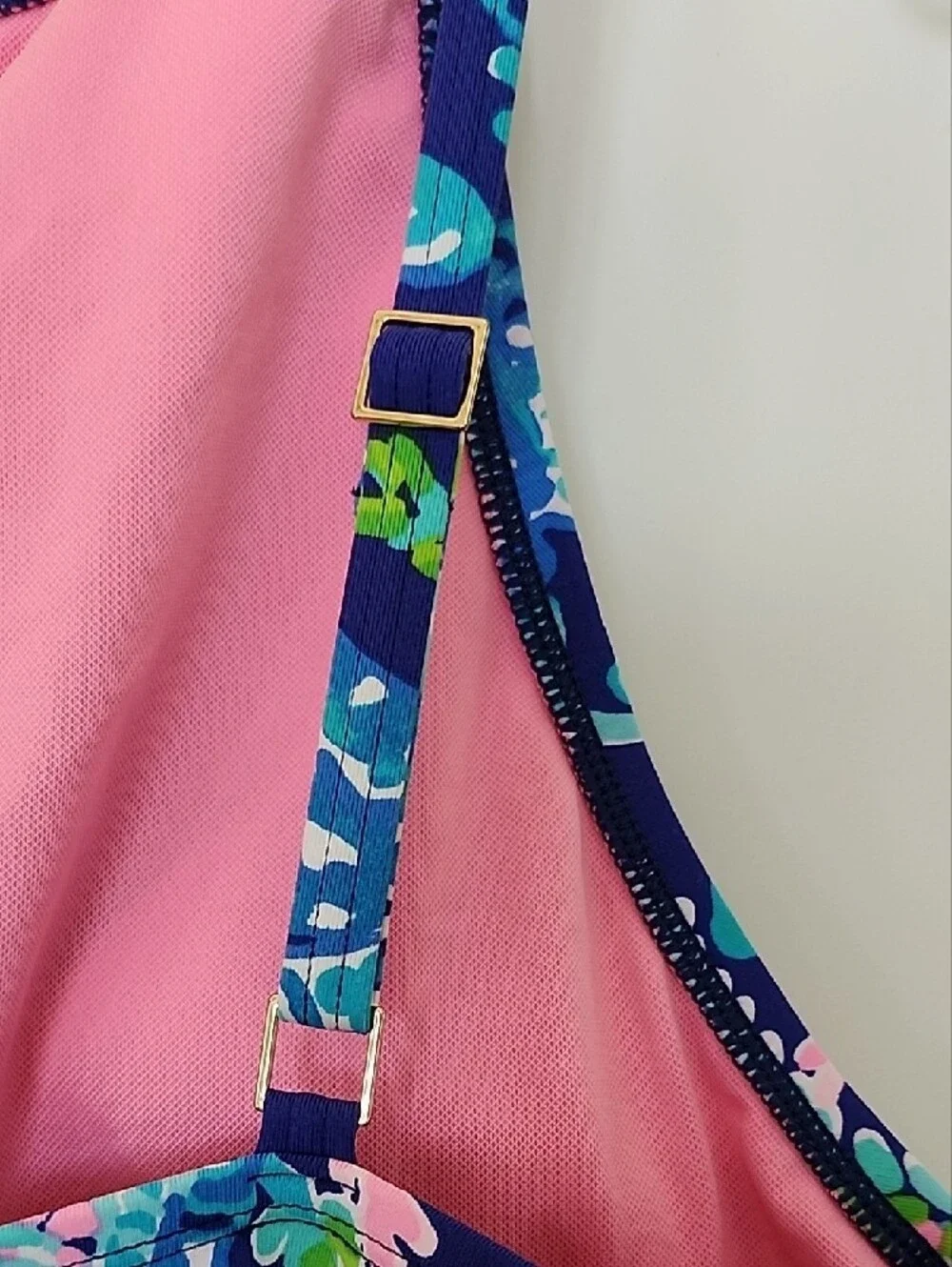 Lilly Pulitzer Blue & Pink Lace-Front One-Piece Swimsuit - Picture 6 of 6